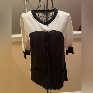 Black/White Short Sleeve Cardigan